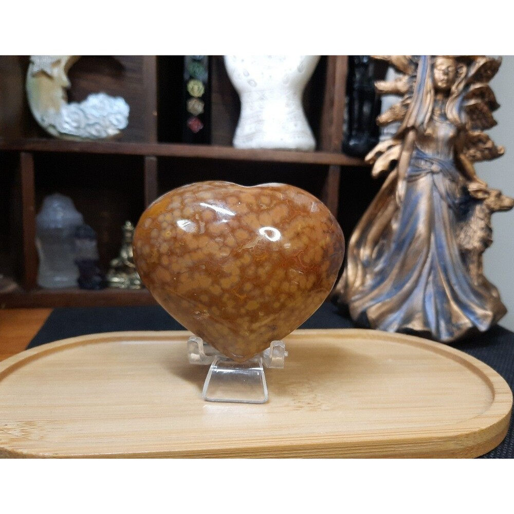 Carved Orbicular Jasper Crystal Heart